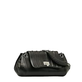 Chanel-Vertical Quilt Accordion Flap Bag-Black