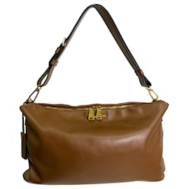 Miu Miu-Miu Miu Large Sacca soft calf canella brown gold hardware top single handle bag-Camel