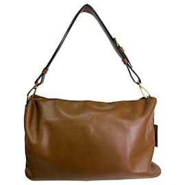 Miu Miu-Miu Miu Large Sacca soft calf canella brown gold hardware top single handle bag-Camel