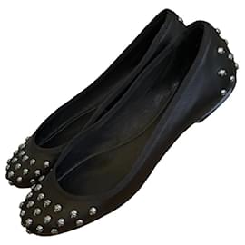 The Kooples-Iconic glam rock ballerinas The Kooples 39 Black leather and metal-Black,Silvery