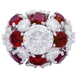 inconnue Platinring, Diamanten, Rubin. Andere
