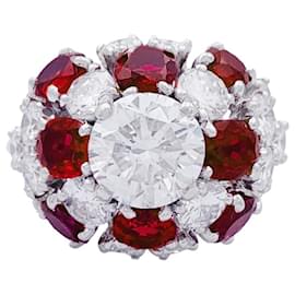 inconnue Platinum Ring, diamants, ruby. Other