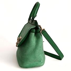 Dolce & Gabbana-Dolce & Gabbana Dolce & Gabbana Sicily shoulder bag in green raffia and leather-Green