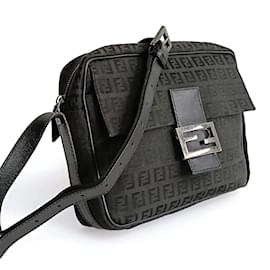 Fendi-Fendi Fendi Camera shoulder bag in black Zucchino canvas-Black