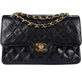 Chanel-Chanel Quilted Lambskin 24K Gold Small Double Flap Bag-Black