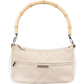 Gucci-Gucci GG Monogram Bamboo Handbag-Beige