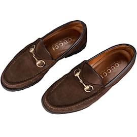 Autre Marque-Gucci Brown Suede Leather Men Loafer (41)-Brown