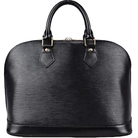 Louis Vuitton-Louis Vuitton Noir Epi Leather Alma PM Handbag-Black