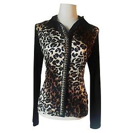 ROCCOBAROCCO Camicia ROCCO BAROCCO seta nera con stampa animalier Nero