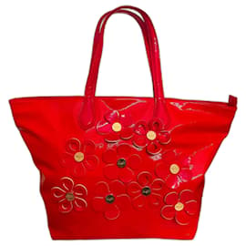 Blumarine-Tote bag BLUGIRL BLUMARINE rossa con applicazione grandi margherite-Rosso