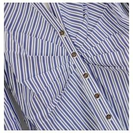 Veronica Beard-Veronica Beard Joelle ruched striped shirt-White,Blue