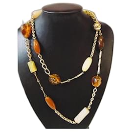 Dolce & Gabbana-Collier DOLCE & GABBANA avec pierres semi-précieuses de couleur ambre & GABBANA avec pierres semi-précieuses de couleur (couleur à dominante ambrée) Modèle DJ0794-Cognac