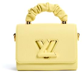 Louis Vuitton-2023 Louis Vuitton Sac Twist Handle PM Leather Yellow Bag-Jaune