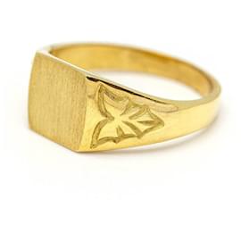 Autre Marque-Yellow Gold Square Seal Ring.-Golden