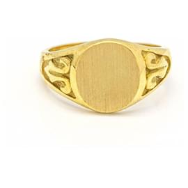 Autre Marque-Yellow Gold Round Seal Ring .-Golden