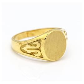 Autre Marque-Yellow Gold Round Seal Ring .-Golden