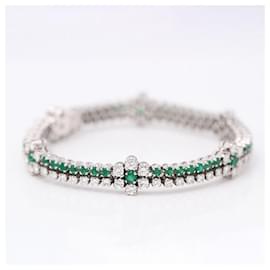 Autre Marque-LYCEE Emerald and Diamond Bracelet.9099-Silvery,Green