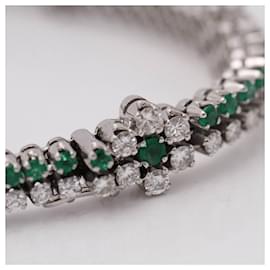 Autre Marque-Bracciale LYCEE con smeraldi e diamanti.9099-Argento,Verde