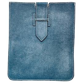 Hermès-HERMES Pochettes T.  Cuir-Bleu