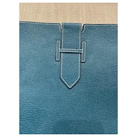 Hermès-HERMES Pochettes T.  Cuir-Bleu