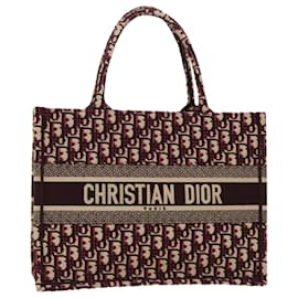 Christian Dior-Christian Dior Trotter Canvas Oblique Tote Bag Bordeaux M1296 ZRIW Auth 49935A-Red