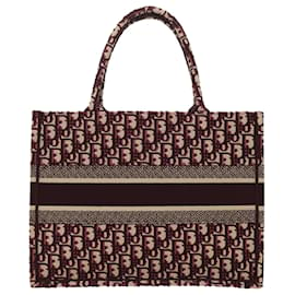 Christian Dior-Christian Dior Trotter Canvas Oblique Tote Bag Bordeaux M1296 ZRIW Auth 49935A-Red