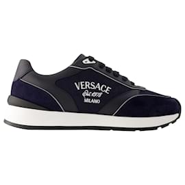 Versace-New Runner Sneakers - Versace - Leather - Blue Navy-Blue