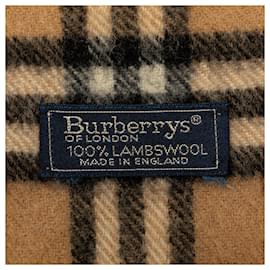 Burberry-Écharpe en laine à carreaux marron Burberry-Marron,Beige