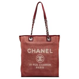 Chanel-Chanel Red Mini Canvas Deauville Tote-Red