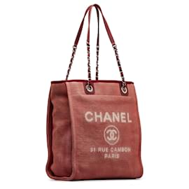 Chanel-Chanel Red Mini Canvas Deauville Tote-Red