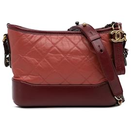 Chanel-Chanel Red Small Chevron Lambskin Gabrielle Crossbody-Red