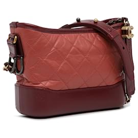 Chanel-Chanel Red Small Chevron Lambskin Gabrielle Crossbody-Red