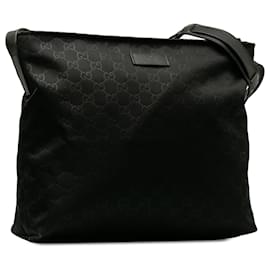 Gucci-Gucci Umhängetasche aus schwarzem GG-Nylon-Schwarz