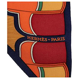 Hermès-Hermes Blue Printed Twilly Silk Scarf-Other