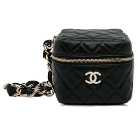 Chanel-Chanel Black Quilted Lambskin Cube Vanity Bag-Black