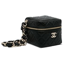 Chanel-Chanel Black Quilted Lambskin Cube Vanity Bag-Black