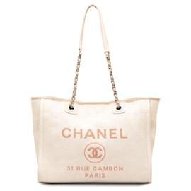 Chanel-Chanel Brown Small Deauville Tote Bag-Brown,Beige