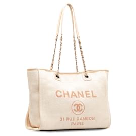 Chanel-Chanel Brown Small Deauville Tote Bag-Brown,Beige