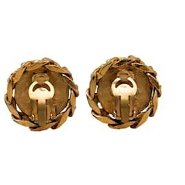 Chanel-Clipe de strass Chanel Gold CC em brincos-Dourado