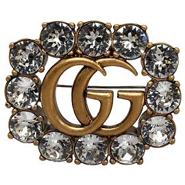 Spilla Gucci in oro con strass GG D'oro