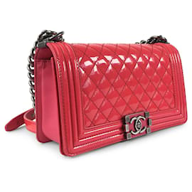Chanel-Chanel Red Medium Patent Boy Flap-Red