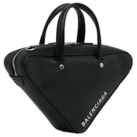 Balenciaga-Balenciaga Black S Triangle Duffle Bag-Black