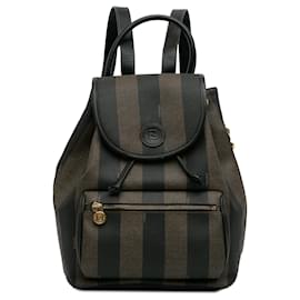 Fendi-Fendi Brown Pequin Drawstring Backpack-Brown,Other