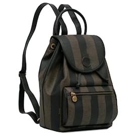 Fendi-Fendi Brown Pequin Drawstring Backpack-Brown,Other