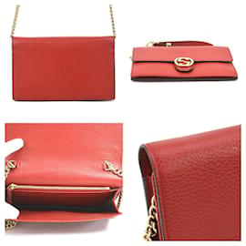 Gucci-Carteira Gucci em Corrente-Vermelho