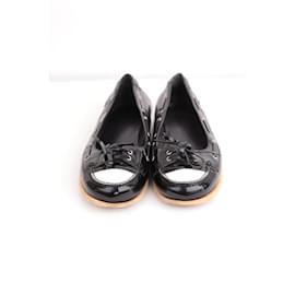 Chanel-Ballerines en cuir verni-Noir