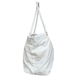 Prada-PRADA Shoulder Bag Nylon White - Tessuto logo monogram.-Blanc,Écru,Blanc cassé