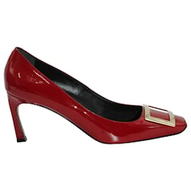 Roger Vivier-Roger Vivier Trompette 70 Metal Buckle Pumps in Red Patent Leather-Red