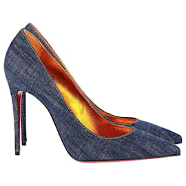 Christian Louboutin-Christian Louboutin Kate 100 Spitze Pumps aus blauem Denim-Blau