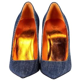 Christian Louboutin-Christian LouboutinKate 100 Zapatos de tacón con punta en mezclilla azul-Azul
